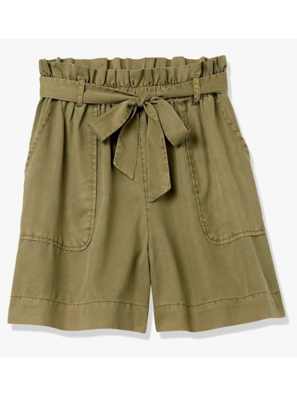 The Drop Bailey Utility Belted Shorts Martini Olive Paperbag Waist XS NEW